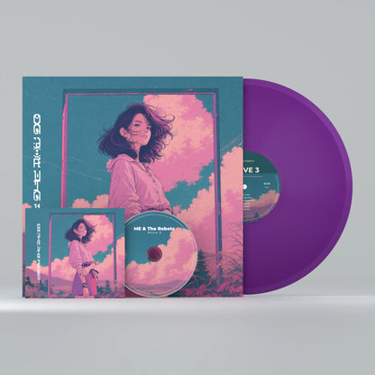 Wave 3 vinyl and CD bundle — purple record, illustrated sleeve, digipak and printed CD mockup