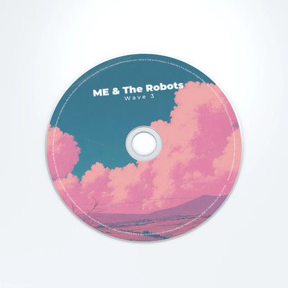 Wave 3 CD disc with physical spindle hole and clear hub on pale silver-white — product mock-up